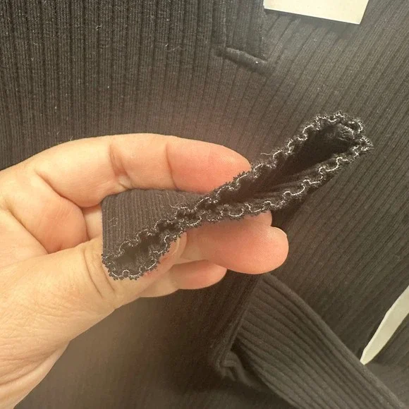 COTTON CITIZEN Ibiza Ribbed Polo Dress Black Long Sleeve Knit Mini Size M - Picture 5 of 7